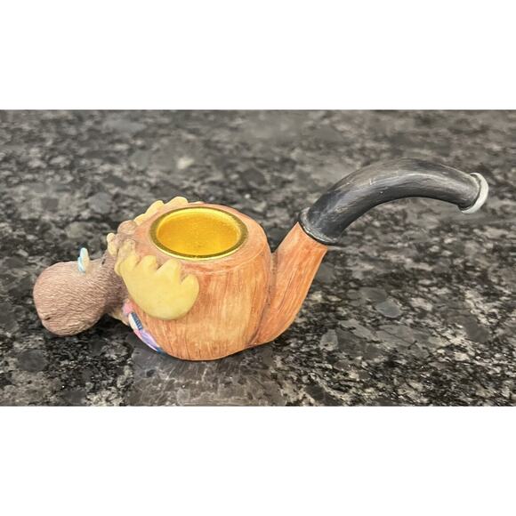 (1) Pair Enesco Moose Creek Crossing Pipe Candlestick Holders 1995 #170712 - Picture 4 of 12